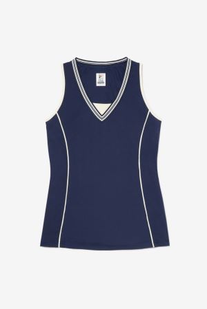 FILA Heritage Full Coverage Tank Vests Navy,Womens Tennis | CA.SHFTBY234